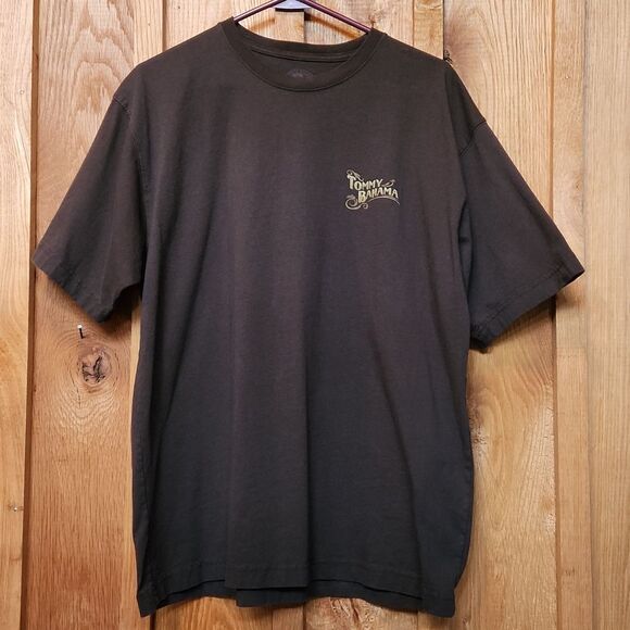Tommy Bahama Friday Night Lights 100% Cotton Short Sleeve Tee, Large, Dark Brown - Picture 1 of 6